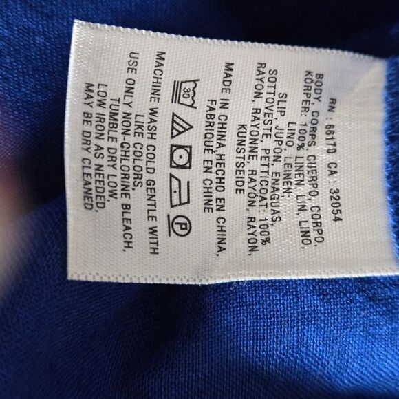 Maeve Anthropologie Blue Linen Lace Up Mini Dress Or Beach Cover Up - Picture 7 of 7